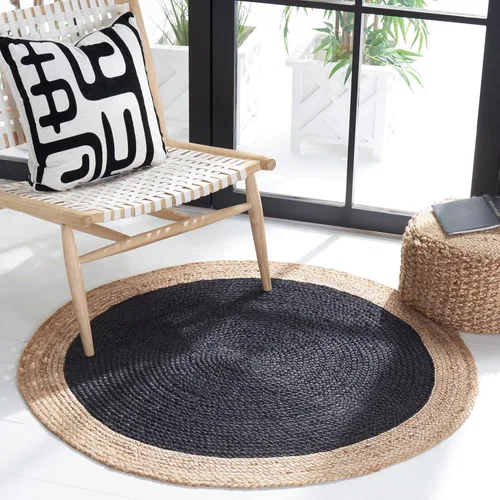Miniatura 16 de SAFAVIEH Alfombra de Área Redonda de 10' - Colección de Fibra Natural - Verde y Marrón Natural, Yute Hecho a Mano, Diseño de Borde Trenzado (NF801G)