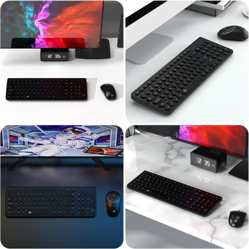 Miniatura 7 de FD iK6630 - Combo de teclado y mouse inalámbricos, 2.4 GHz, lindo juego de teclas redondas inalámbricas, ahorro de energía, silencioso y delgado