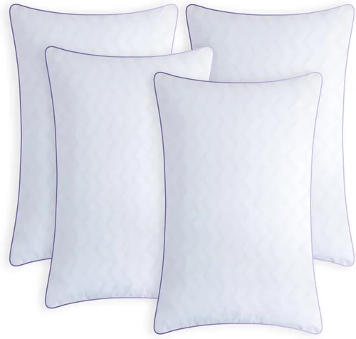 MOLCLCUY Juego de 4 almohadas de cama tamaño estándar, almohada de la colección de hotel para dormir de lado y de espalda, relleno de microfibra