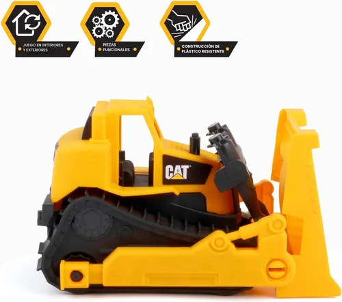 Miniatura 2 de Cat Construction Fleet - Bulldozer Toy de 10 pulgadas, plástico resistente, hoja de trabajo y ruedas libres, vehículo de caja de arena