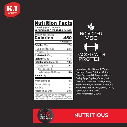 Miniatura 2 de KJ Poultry Comidas preparadas Kosher – Chulent de carne y kugel, MRE comidas de carne listas para comer, comida de shabat (paquete de 6) preparada