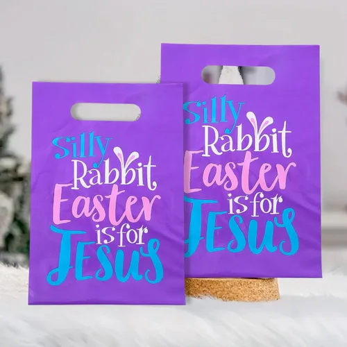 Miniatura 3 de Fun Express 7 "x 9 1/2" a granel pequeño conejo tonto Pascua es para Jesús bolsas de plástico golosinas, 50 piezas