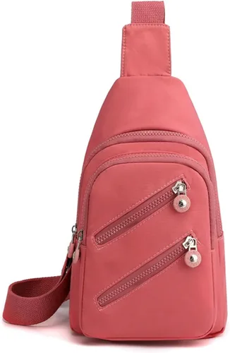 Miniatura 9 de FANDARE Elegante bolso bandolera para mujer para mujer, bolsa de pecho cruzada con agujero para auriculares, Negro, Grande
