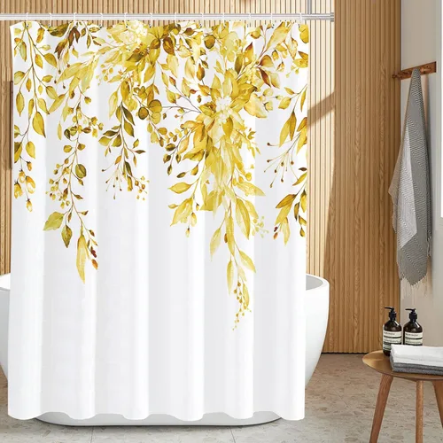 Miniatura 85 de Tititex Spun Sugar - Juego de cortinas de ducha de eucalipto azul claro, hojas de acuarela brillantes en la parte superior, decoración floral