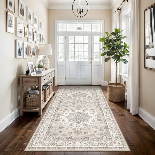 Miniatura 59 de Alfombra lavable de 2 x 3 pies para entrada: alfombras vintage con respaldo antideslizante para cocina, baño, alfombra resistente al agua