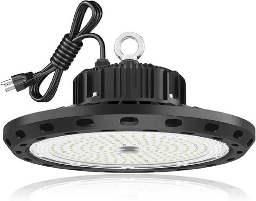 Luz LED de alta bahía UFO de 100 W, 15000 lm, 5000 K, IP65, UL Aprobada, cable de 5 pies con enchufe de EE. UU. Alternativa a 400 W MH/HPS,