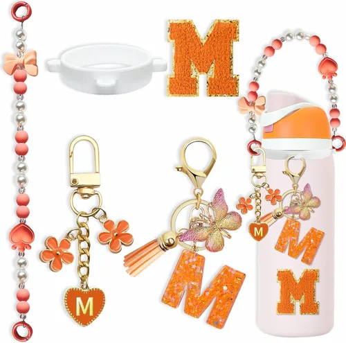 Miniatura 45 de Lindo Juego de Dijes de Letras para Botella de Agua Owala de 24oz, 32oz, 40oz, Owala Kids y Vaso de Café, FreeSip – Incluye Correa con Asa, para Rosa