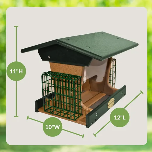 Miniatura 5 de DutchCrafters Poly Deluxe - Comedero para pájaros con dos jaulas de sebo para tartas, comedero de sebo para pájaros silvestres para exteriores
