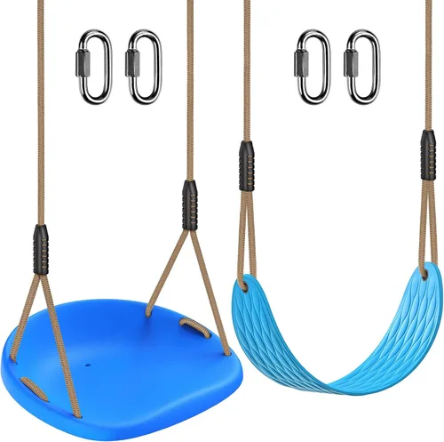Miniatura 8 de BeneLabel Asiento de columpio resistente con cuerda ajustable, asientos de columpio de plástico para niños, asiento de columpio negro de repuesto
