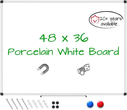 Miniatura 26 de XBoard Pizarra blanca magnética de borrado en seco de 24 x 18 pulgadas, pizarra blanca de doble cara para pared con bandeja de marcadores, tablero