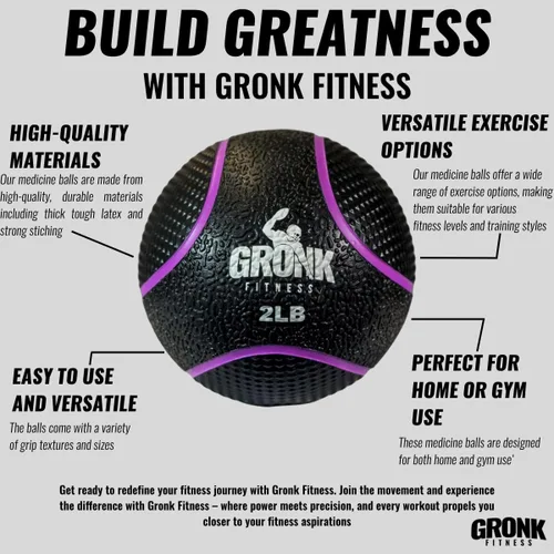 Miniatura 2 de Gronk Fitness Pelota medicinal de alta calidad, pelota medicinal con peso antideslizante, gran bola de pared para entrenamientos de cuerpo completo