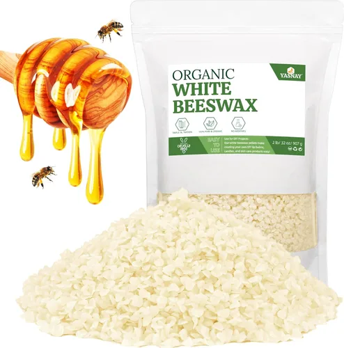 YASNAY Gránulos de cera de abejas blanca 2LB, cera de abejas orgánica, cera de abejas para hacer velas, cuidado corporal, cuidado de la piel DIY,