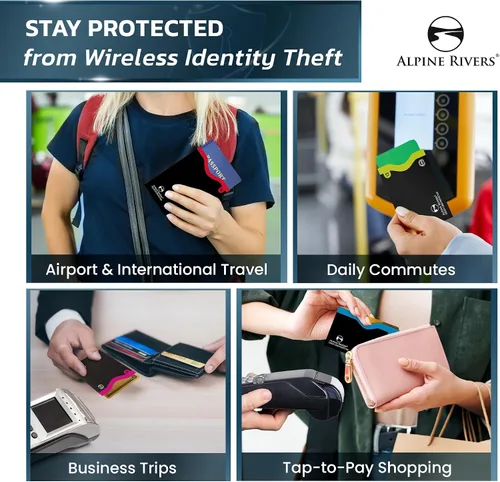 Miniatura 22 de 18 fundas de bloqueo RFID (14 soportes para tarjetas de crédito y 4 protectores para pasaportes) conjunto de protección premium contra robo