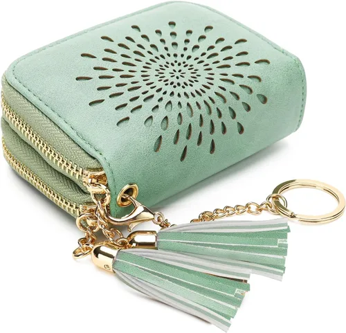 Miniatura 11 de APHISON RFID - Porta tarjeta de crédito con llavero, cartera pequeña con cremallera para mujer, Moderno