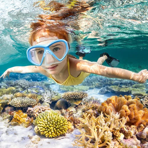 Miniatura 6 de ACQCES Gafas de natación para niños, máscara de buceo para niños y niñas de 5 a 15 años, gafas de natación antivaho de dos colores con cubierta
