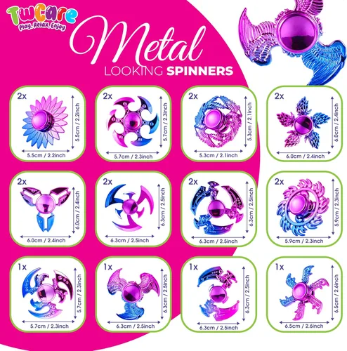 Miniatura 3 de Paquete de 20 juguetes giratorios de mano de alta velocidad para ansiedad, TDAH, niños, adultos, niños, niñas, paquete sensorial de la yema