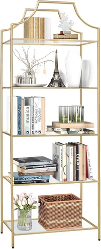 Miniatura 8 de Estantería de 4 niveles, estante de metal para almacenamiento, estantería de almacenamiento alta, moderna funda abierta para dormitorio, sala