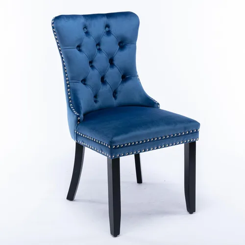 Miniatura 5 de Juego de 2 sillas auxiliares copetudas para comedor y cocina, con respaldo alto, tapizada de terciopelo contemporáneo de alta gama, con patas
