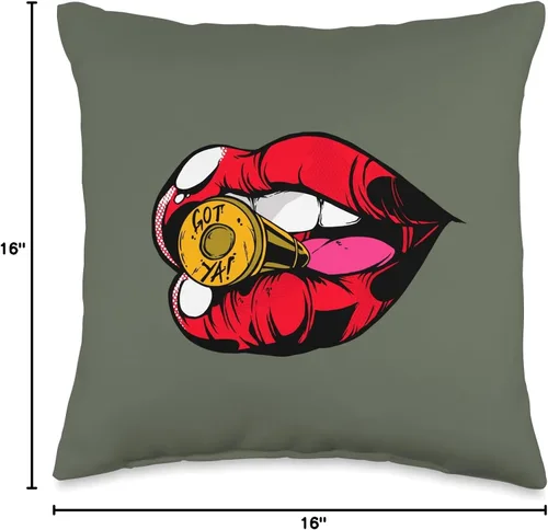 Miniatura 4 de Rojo Sexy Labios Dientes Lengua Boca Almohada
