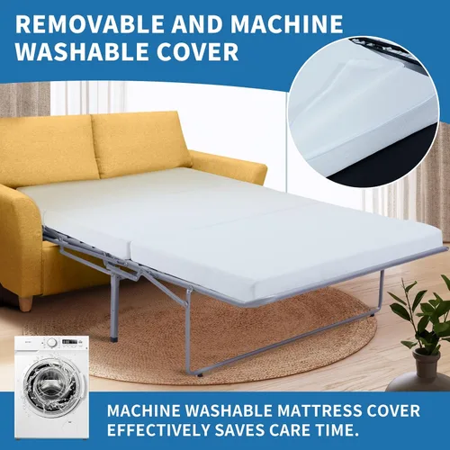 Miniatura 4 de SUNYRISY Colchón Plegable de Repuesto para Sofá Cama de Espuma Viscoelástica de 4 Pulgadas, Colchón Tríptico para Sofá Cama Extraíble Tamaño Full