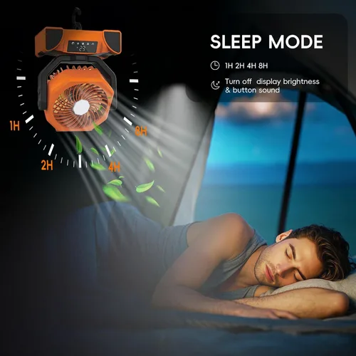Miniatura 6 de Ventilador de camping portátil de 20000mAh, ventilador recargable alimentado por batería con control remoto y oscilación, pantalla LED, luz