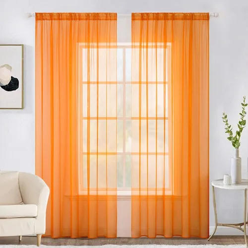 MIULEE 2 paneles de cortinas transparentes de color sólido de otoño para ventana, elegantes paneles de gasa/cortinas/tratamiento para ventana para