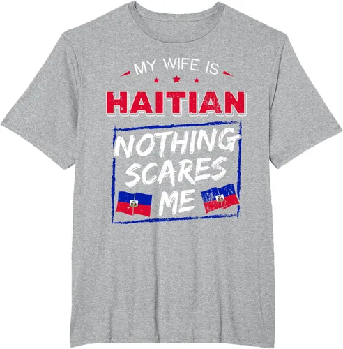 Miniatura 74 de My Wife Is Haitian Republic of Haiti Heritage Roots - Camiseta con bandera, Negro, S