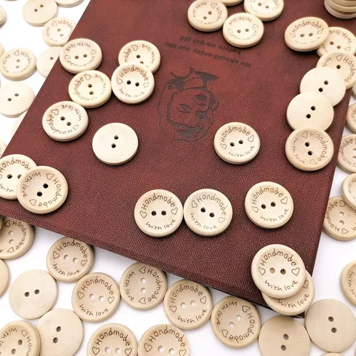 Miniatura 5 de 200 botones de madera de 1 pulgada para manualidades de 0.984 in, hechos a mano con botón de madera para manualidades, 2 agujeros para manualidades