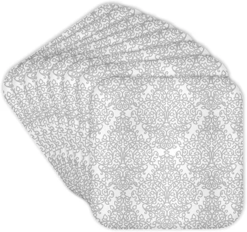 Miniatura 8 de 3dRose Gris y Blanco Damasco Gris Elegante Plata Remolino Victoriano Elegante Patrón Tradicional Posavasos Suaves, Juego de 4 (CST_151431_1)