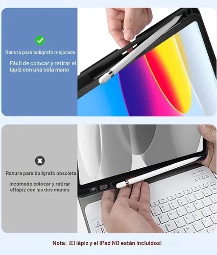 Miniatura 6 de Hamile Funda para iPad de 11ª y 10ª Generación con Teclado - Funda de Teclado Folio Inalámbrico Desmontable con Retroiluminación de 7