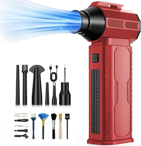 Miniatura 11 de Plumero de Aire Comprimido, 130,000RPM Plumero Eléctrico Inalámbrico Ultrapoderoso con Batería Recargable de 8000mAh, Soplador de Aire Ajustable