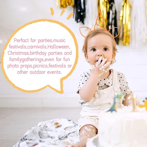 Miniatura 6 de Zddaoole 24 diademas de unicornio para fiestas de cumpleaños, diademas de plástico para niñas, accesorios para la cabeza para suministros de fiesta