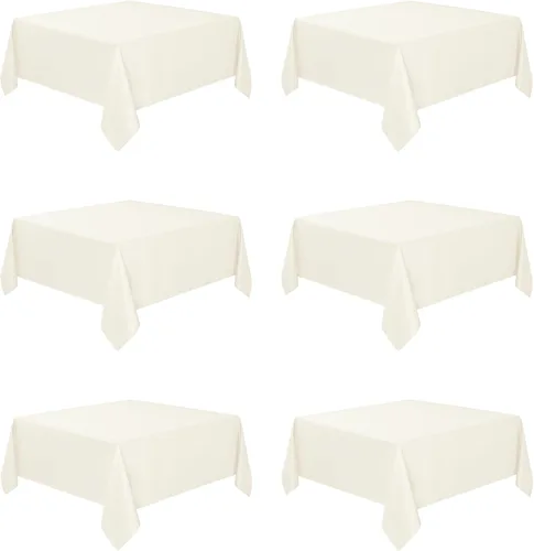 Miniatura 75 de Fitable - Paquete de 6 manteles redondos blancos - 120 pulgadas de diámetro - Manteles resistentes a las manchas y lavables, manteles de poliéster