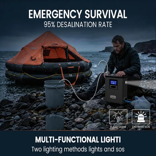 Miniatura 7 de Purewell® K8680 RO Sistema purificador de agua, 10 etapas RV portátil de filtración de agua de supervivencia con UV, tasa de desalinización alcanza