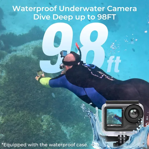 Miniatura 4 de icefox Cámara de acción 4K 60FPS 20MP, bajo el agua con EIS, 5XZoom, soporte de aplicación edición de video y fotos, cámara impermeable WiFi control