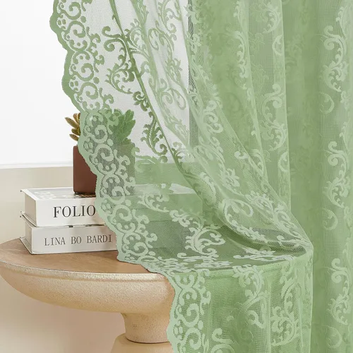 Miniatura 23 de Cortinas de encaje transparentes FOLKSIDE de 72 pulgadas de largo, juego de 2 cortinas florales victorianas de paisley para sala de estar, recámara