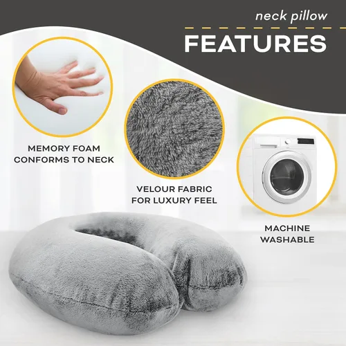 Miniatura 4 de Almohada de viaje para el cuello lavable, cómoda espuma viscoelástica, accesorios de viaje en avión, esenciales para el cuello plano, almohada