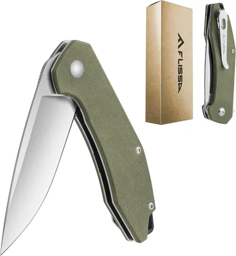 Miniatura 11 de FLISSA Cuchillo de bolsillo, cuchillo táctico plegable con mango G10, hoja D2, seguro de revestimiento, clip de bolsillo, cuchillo EDC para Negro