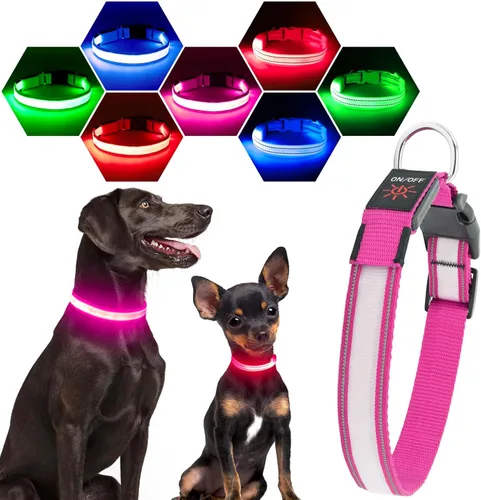 Miniatura 11 de Collares de perro con luz Visinite para perros pequeños, collar de perro LED recargable, collar de perro iluminado totalmente ajustable, collares