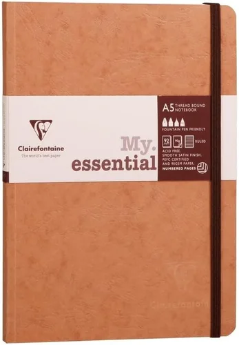 Clairefontaine Cuaderno encuadernado con hilo "Age Bag", A5, con puntos, 192 páginas - Marrón Tabaco