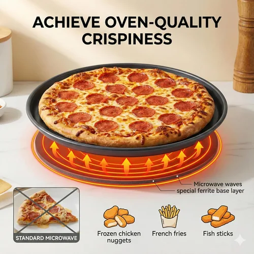 Miniatura 2 de MACONEE Bandeja universal para microondas de 10 pulgadas, bandeja para dorar, plato crujiente, para recalentar pizza congelada, pepitas de pollo