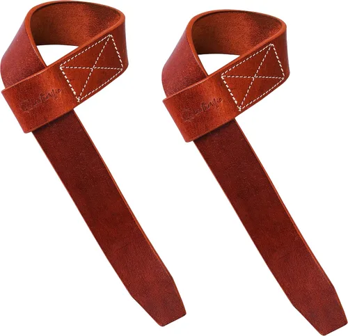 Miniatura 7 de Correas de muñeca de cuero para levantamiento de pesas Juego de 2, empuñaduras de cuero genuino de 20 pulgadas para levantamientos pesados