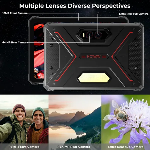 Miniatura 6 de HOTWAV R9 Plus Tablet resistente de 11 pulgadas IP68/IP69K impermeable, batería de 20080mAh, Android 14, Unisoc T7280 Octa-Core, 8GB+512GB, cámara