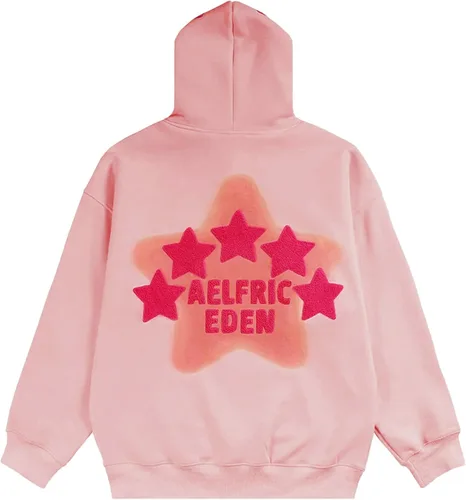 Miniatura 2 de Aelfric Eden - Sudaderas con capucha para mujer, con estampado de estrellas rosadas, unisex, de gran tamaño, manga larga, con bolsillo