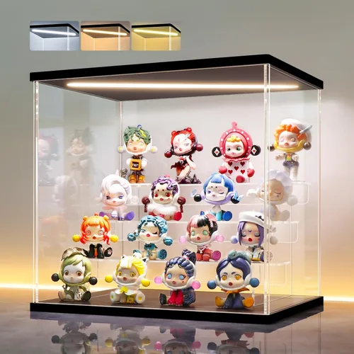 Miniatura 31 de LANSCOERY vitrina acrílica con iluminación LED, caja de exhibición de 5 niveles para coleccionables y figuras de acción, organizador transparente a