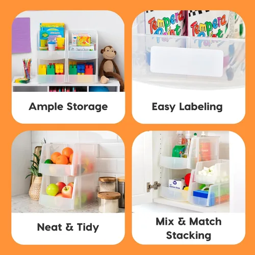 Miniatura 3 de IRIS USA Contenedores de almacenamiento de plástico transparentes apilables, X Grande - Paquete de 4, Organizador de cocina, despensa, armario