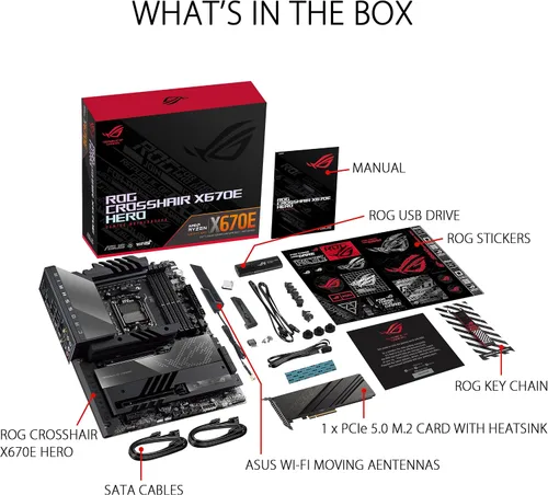 Miniatura 6 de ASUS ROG Crosshair X670E Hero AMD X670 AM5 Ryzen™ Desktop 9000 8000 y 7000 ATX Motherboard, 18 + 2 etapas de potencia, PCIe® 5.0, DDR5, 5X ranuras