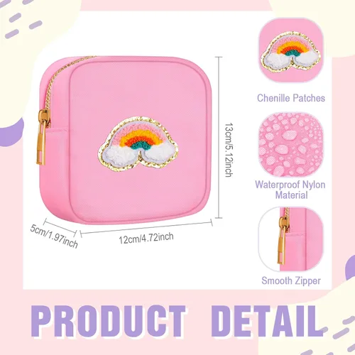 Miniatura 2 de Sumind Bolsa de maquillaje de parches de preppy a granel, bonita bolsa de regalo, bolsa de nailon para viajes, artículos de aseo cosméticos