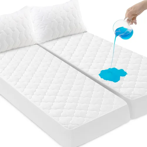 Miniatura 16 de Protector de colchón individual impermeable, funda de colchón individual con bolsillo profundo ajustable hasta 14 pulgadas, suave y transpirable