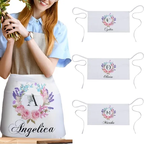 Miniatura 248 de AXKEUDO Delantal personalizado con bolsillos, delantales de cintura para camarera para cocinar en casa, restaurante, servir trabajo